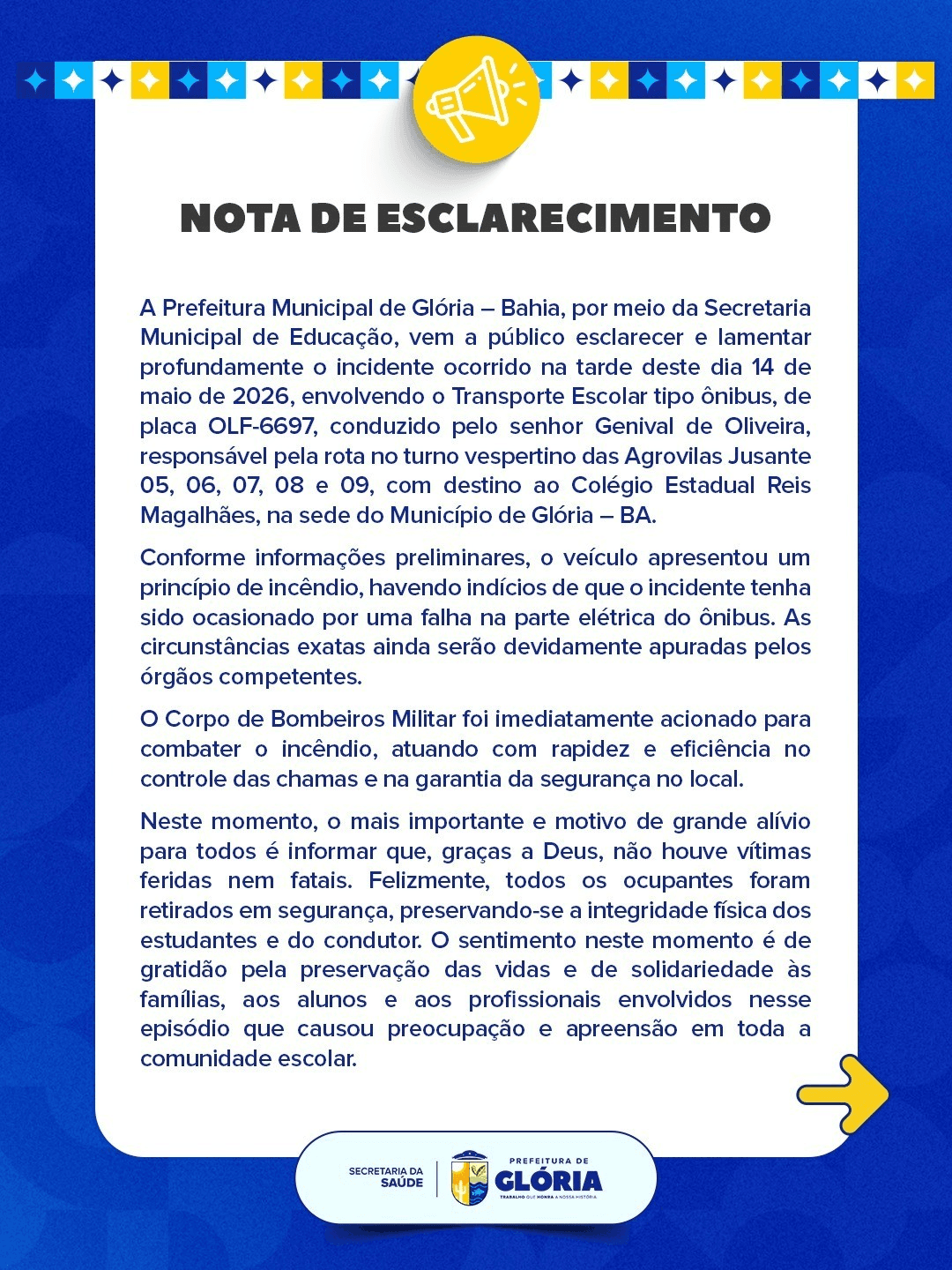 Imagem: ASCOM/Glória-BA