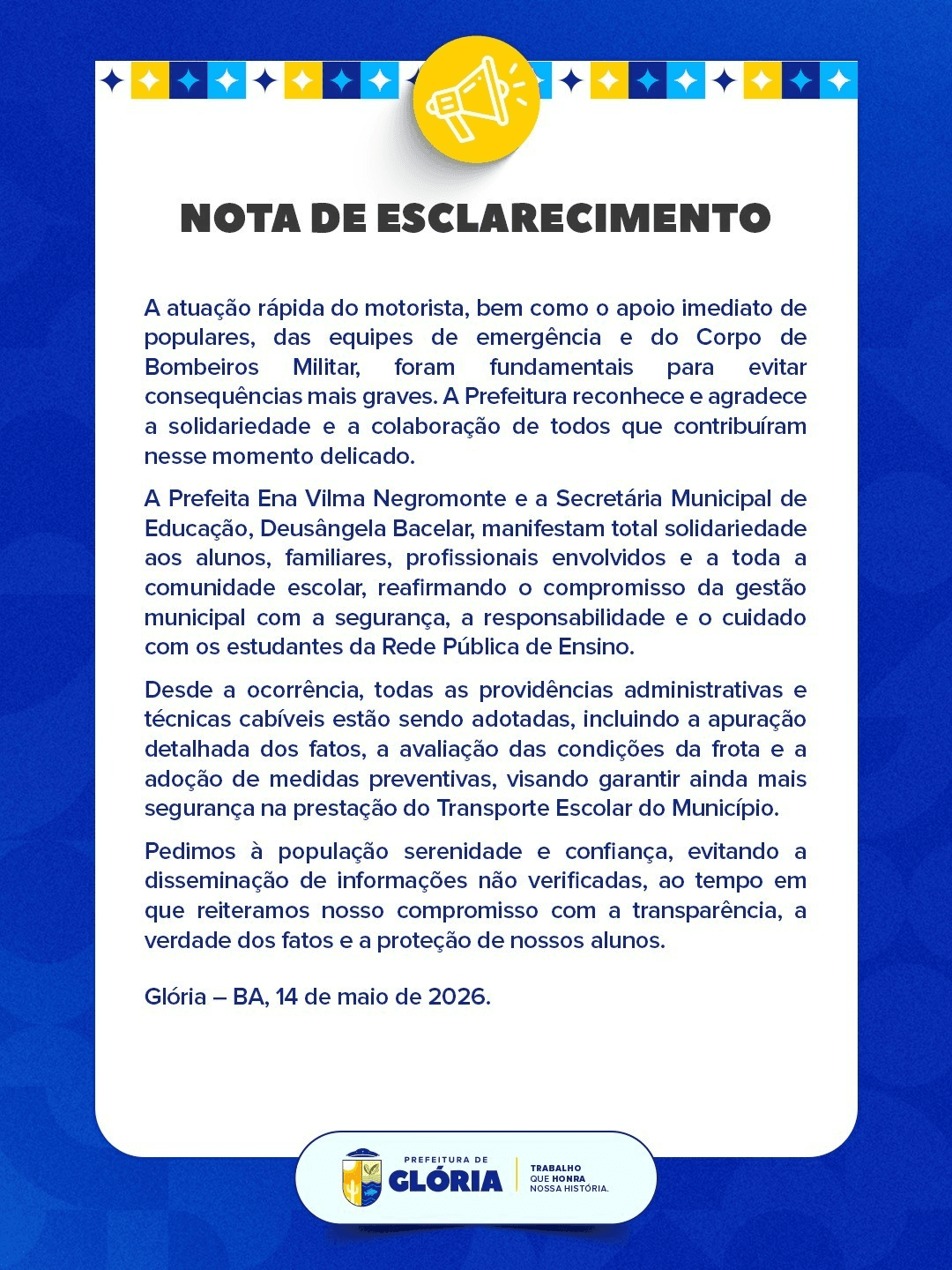Imagem: ASCOM/Glória-BA