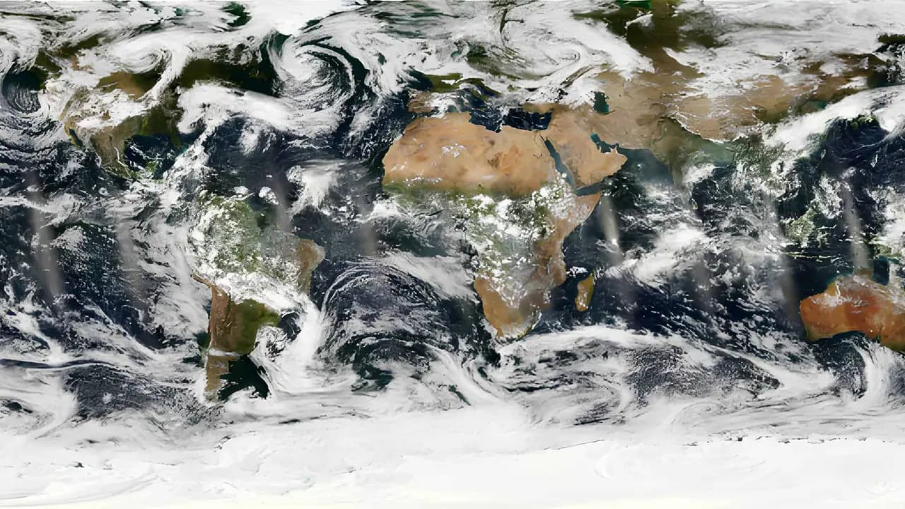 Primeira imagem global registrada pelo sensor MERSI-III a bordo do satéliteFY-3H. Imagem: National Satellite Meteorological Centre - CMA / Divulgação