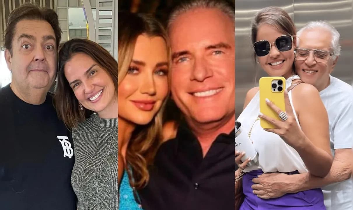 Lista inclui celebridades com 20 anos de diferença para o cônjuge; margem supera 50 anos. Fotos: Reprodução/Instagram