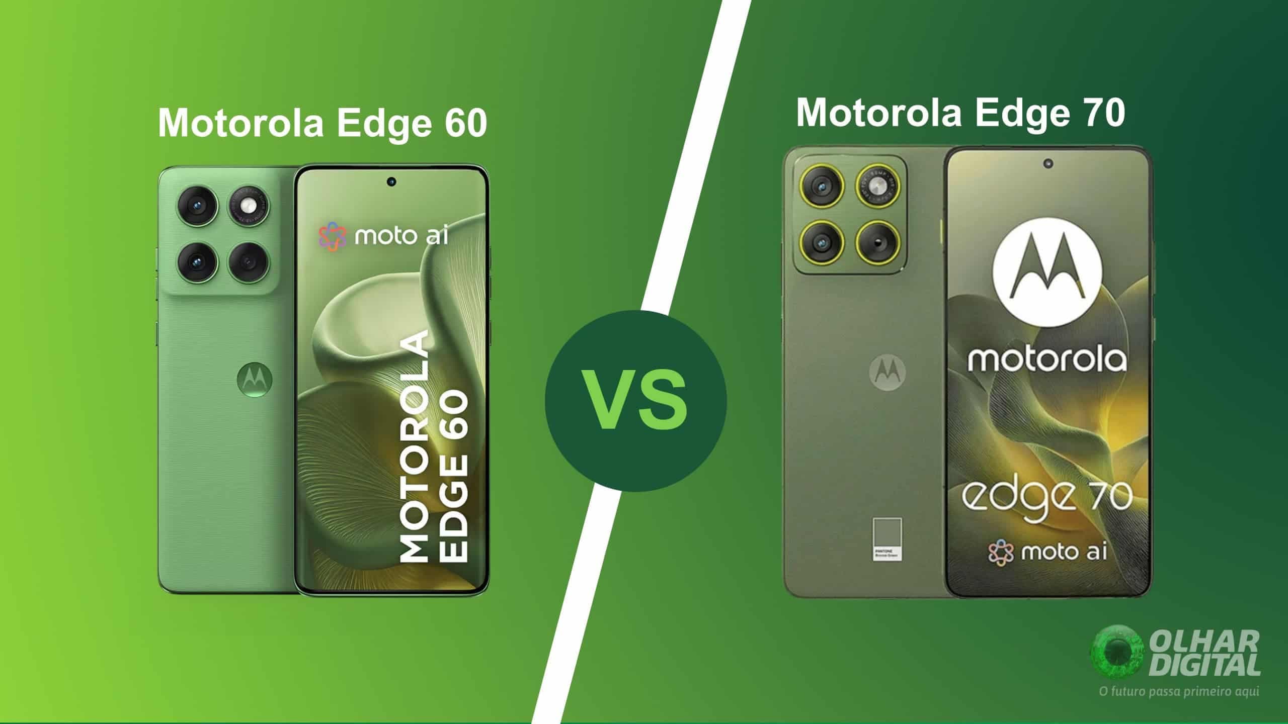Motorola Edge 60 e 70 (Imagem: Divulgação/Motorola | Montagem: Olhar Digital)