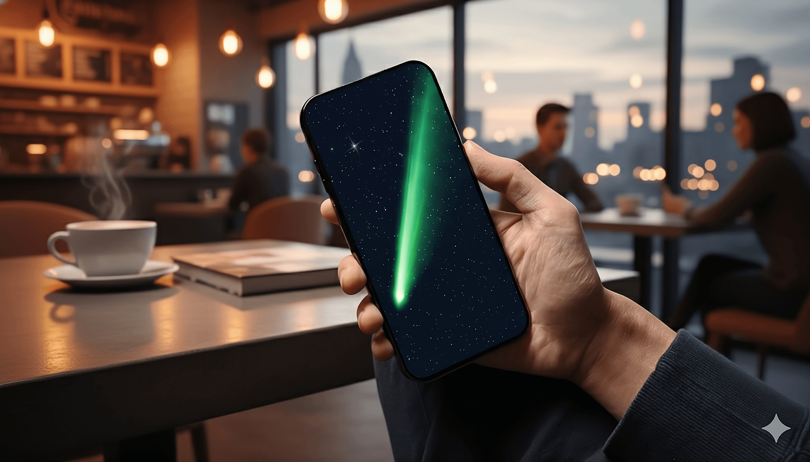 Você pode rastrear o cometa interestelar online de qualquer dispositivo com internet. Crédito: Imagem gerada por IA/Gemini