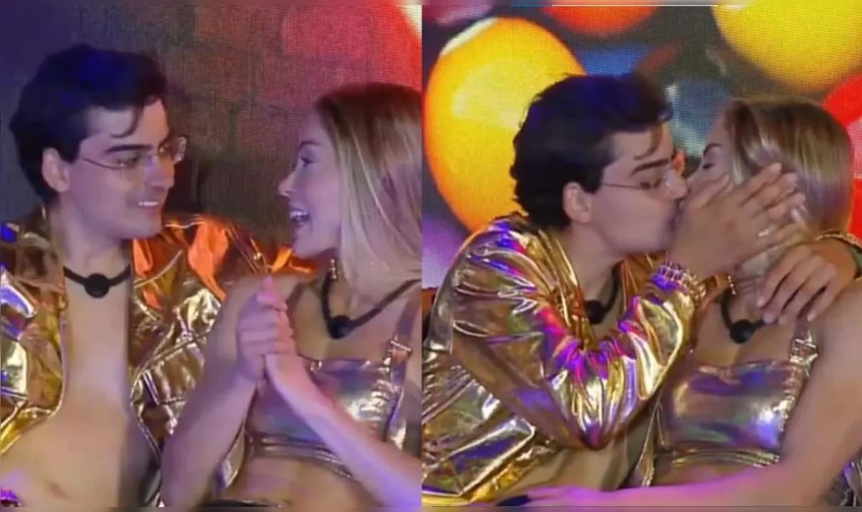 Casal protagonizou momento íntimo durante festa. 