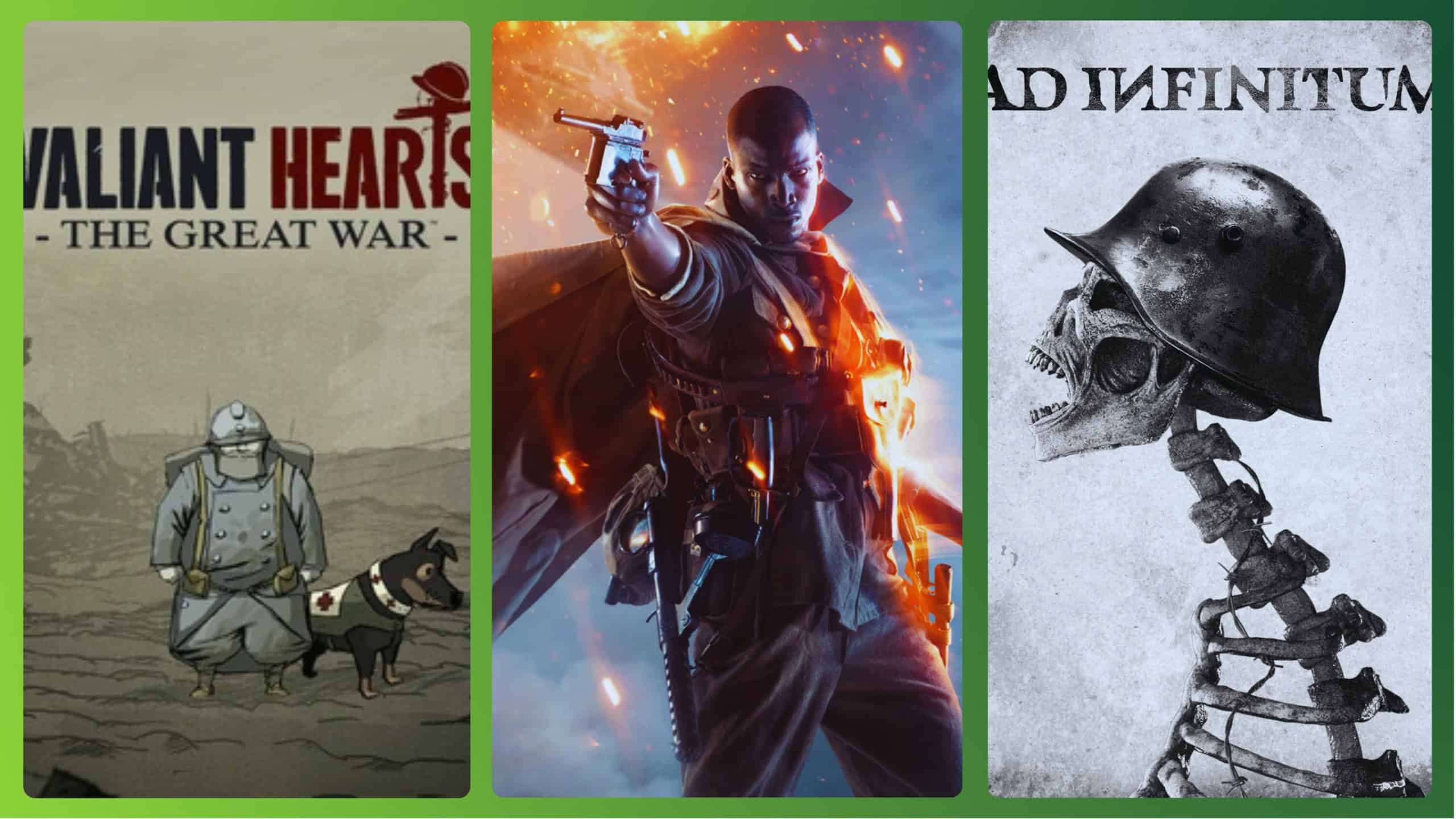 Valiant Hears, Battlefield 1 e Ad Infinitum (reprodução/divulgação)