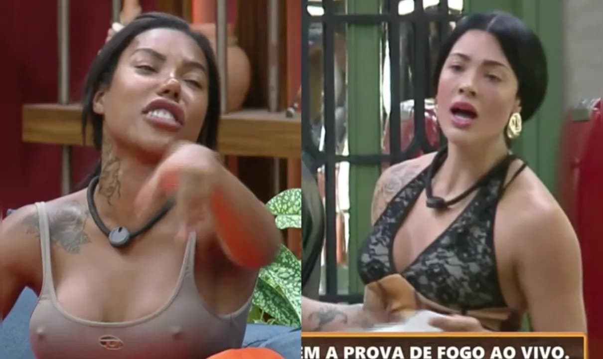 A Fazenda: Carol e Rayane brigam aos gritos e com acusação de racismo. Fotos: Reprodução / RecordPlus
