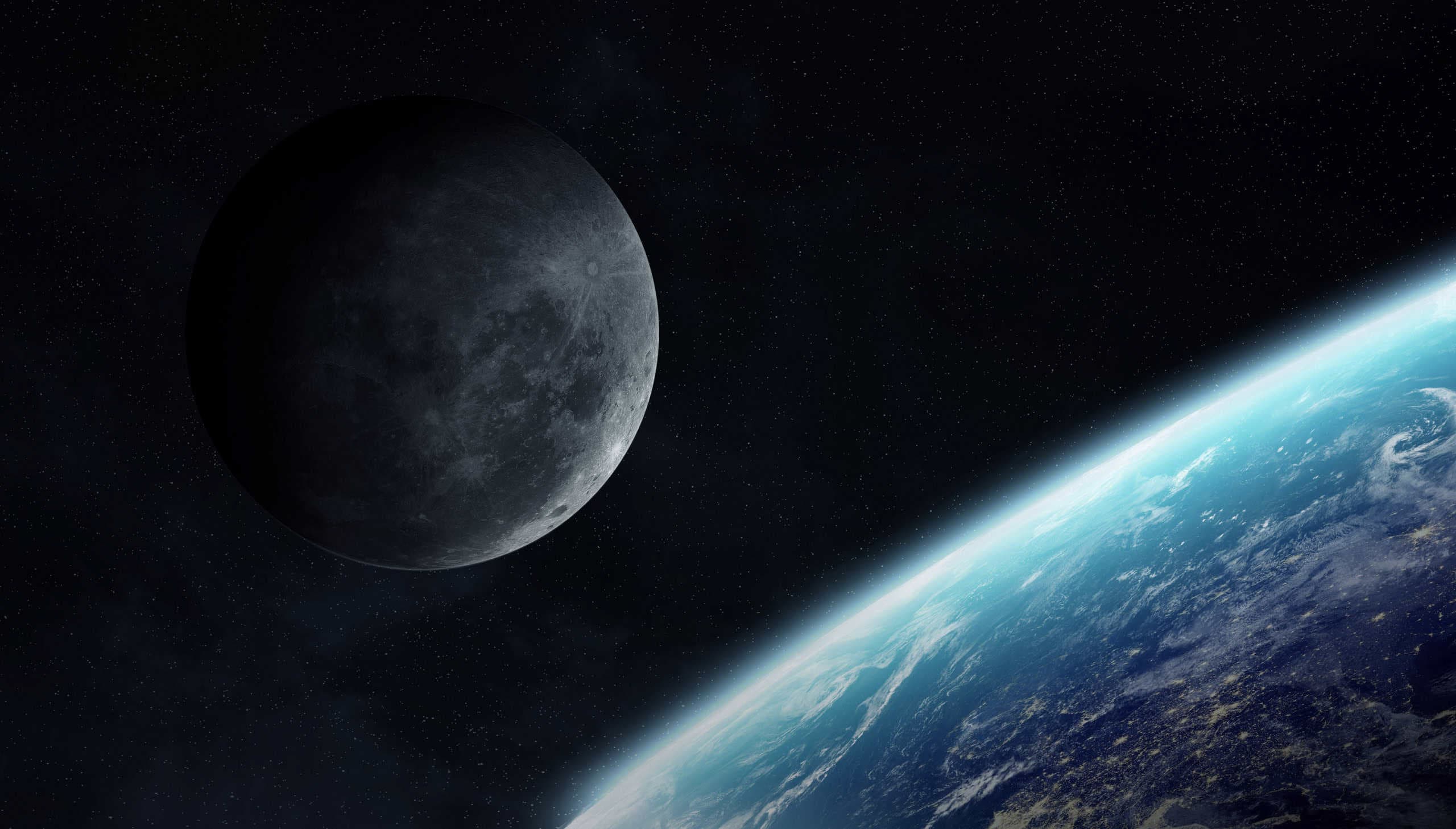 Representação artística da lua no perigeu – quando ela está mais próxima da Terra. Crédito: Sdecoret - Shutterstock