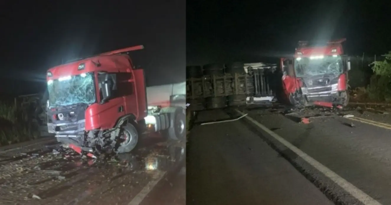 Acidente BR-101 em Laje interdita rodovia após vazamento de combustível