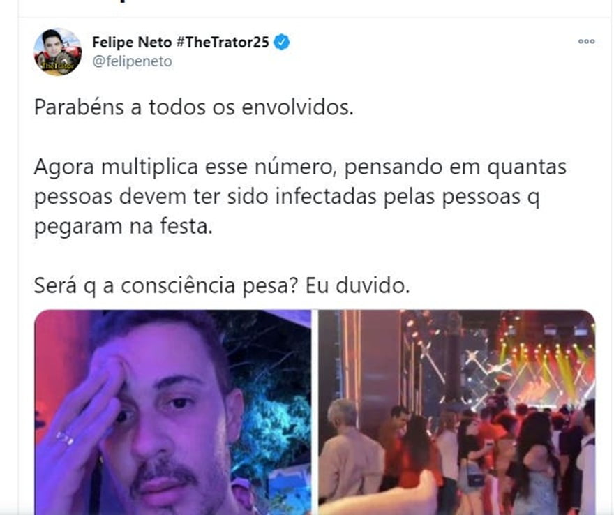 É Treta! Felipe Neto Denota Festa De Natal De Carlinhos Maia E Humorista Rebate