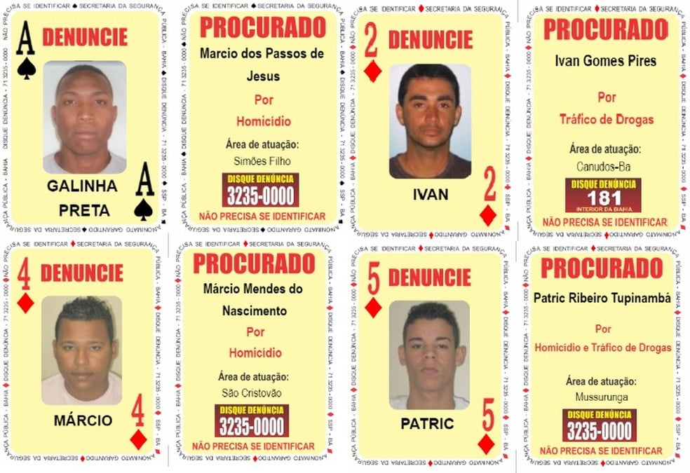 Quatro Homens Procurados Por Tráfico E Homicídios Na Bahia São Inseridos No 'Baralho Do Crime'