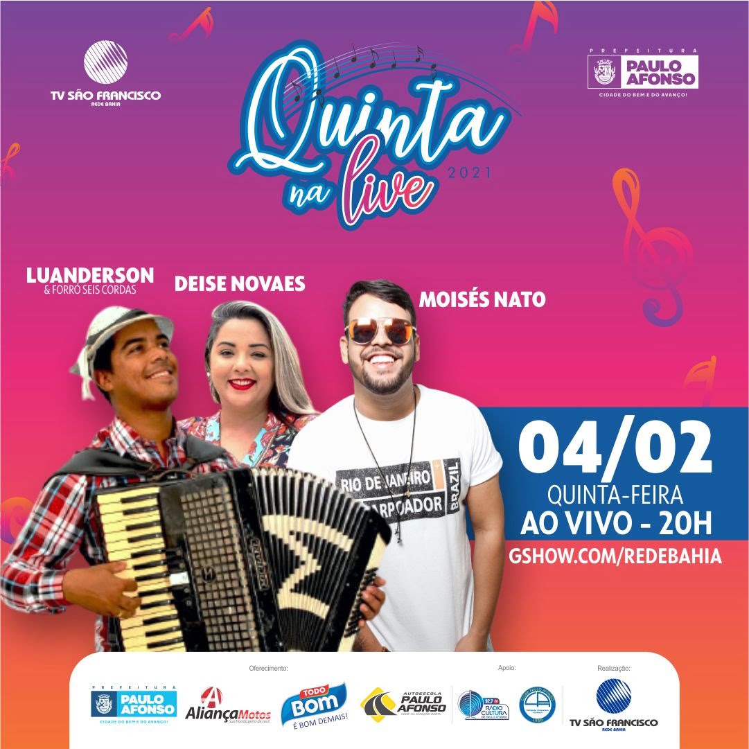 Paulo Afonso: Projeto Quinta Na Live Acontece Nos Dias 4 E 11 De Fevereiro E Traz Música E Solidariedade