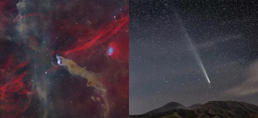 Nebulosa Da Caverna Do Lobo, Por Jordi Jofre, E Cometa Do Século, Por Giannitumino.