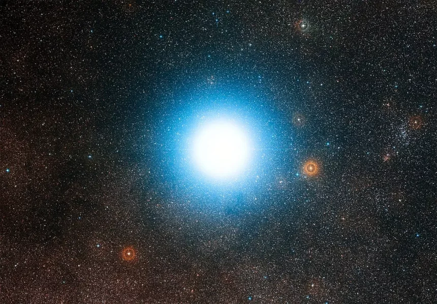 Alpha Centauri É O Sistema Estelar Mais Próximo Do Sistema Solar. Crédito: Eso/Digitized Sky Survey 2