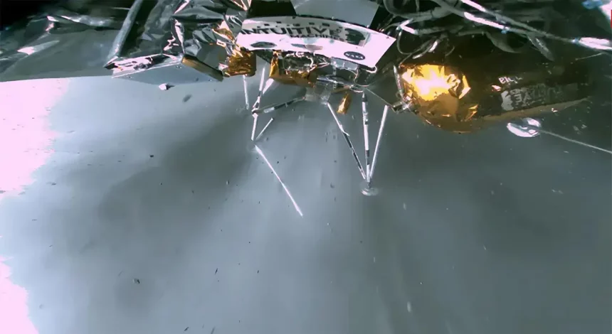 A Sonda Athena, Da Intuitive Machines, Capturou Esta Visão Da Lua Durante Seu Pouso Em 6 De Março De 2025. Crédito: Nasa Tv