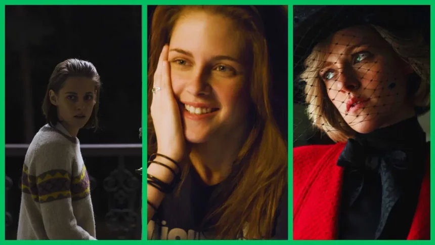 Filmes Com Kristen Stewart (Créditos: Montagem Feita Por Kelvin Leão Para O Olhar Digital / Filmes, Respectivamente, Da Esquerda Para Direita: Personal Shopper, Adventureland , Spencer).