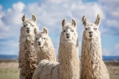 Grupo De Camelídeos Encarando A Câmera (Reprodução: Noe Besso/Shutterstock)