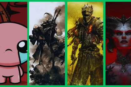 Crédito: The Binding Of Isaac (Edmund Mcmillen), Nier: Automata (Platinumgames), Dark Souls (Fromsoftware) E Diablo Iv (Blizzard Entertainment) (Reprodução).