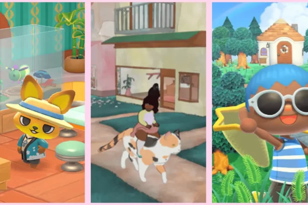 Cozy Games: Hello Kitty Island Adventure (Via Sanrio), Calico (Via Peachy Keen Games), Animal Crossing: New Horizons (Via Nintendo) / Montagem Por Ana Bondance Via Olhar Digital