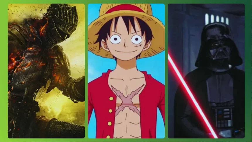 Crédito: Dark Soul (Fromsoftware), One Piece (Toei Animation) E Star Wars (Disney)