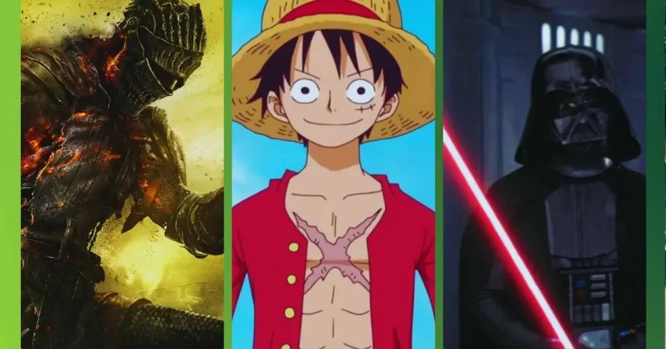Crédito: Dark Soul (Fromsoftware), One Piece (Toei Animation) E Star Wars (Disney)