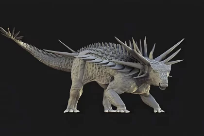 Reconstrução Digital Do Spicomellus Afer, Que Era Coberto De Espinhos, Alguns Fundidos Ao Esqueleto Do Animal, Medindo Até Um Metro De Comprimento. Crédito: Matthew Dempsey