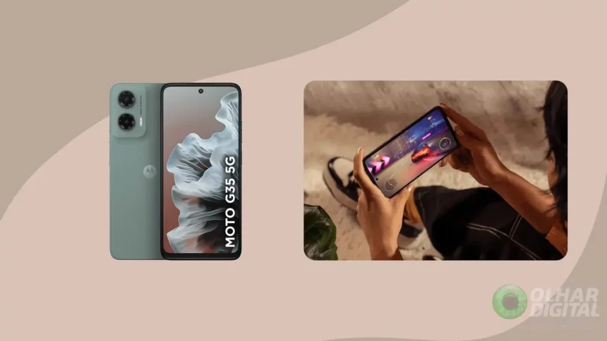 Montagem Com Moto G35. Imagem: Layse Ventura / Olhar Digital