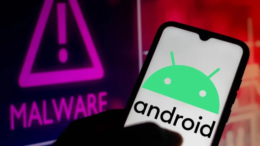 Celular Android Com O Símbolo De Malware Ao Fundo / Crédito: Shutterstock (Sem Autor/Reprodução)