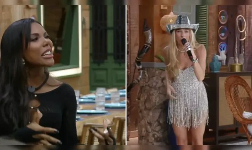 A Fazenda 17: Miss Bumbum Carol Lekker Atravessa Galisteu E É Cortada Na Estreia. Reprodução/Recordplay