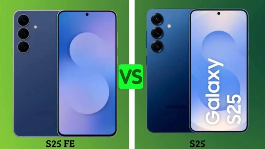 Montagem Olhar Digital Com Os Celulares S25 Fe E O S25, Respectivamente - Imagens Dos Dispositivos: Divulgação/Samsung