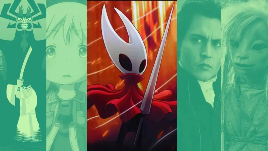 Crédito: Samurai Jack, Made In Abyss, Hollow Knight: Silksong, Sleepy Hollow, Dark Crystal (Divulgação)