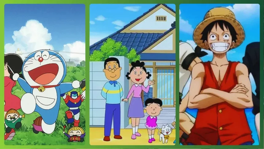 Crédito: Doraemon (Shin-Ei Animation), Sazae-San (Tms Entertainment), One Piece (Toei Animation)