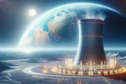 Usina Nuclear Em Alta Definição Na Lua, Com Paisagem Lunar Vasta, Tecnologia Futurista E Superfície Prateada / Crédito: Shutterstock Ai Generator (Shutterstock)