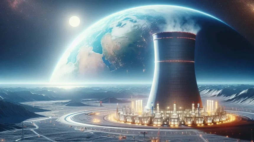 Usina Nuclear Em Alta Definição Na Lua, Com Paisagem Lunar Vasta, Tecnologia Futurista E Superfície Prateada / Crédito: Shutterstock Ai Generator (Shutterstock)