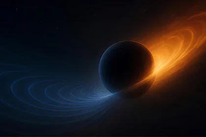 Ilustração Da Fusão De Dois Buracos Negros E Das Ondas Gravitacionais Geradas Pelo Evento. Crédito: Instituto Galego De Física De Altas Energias