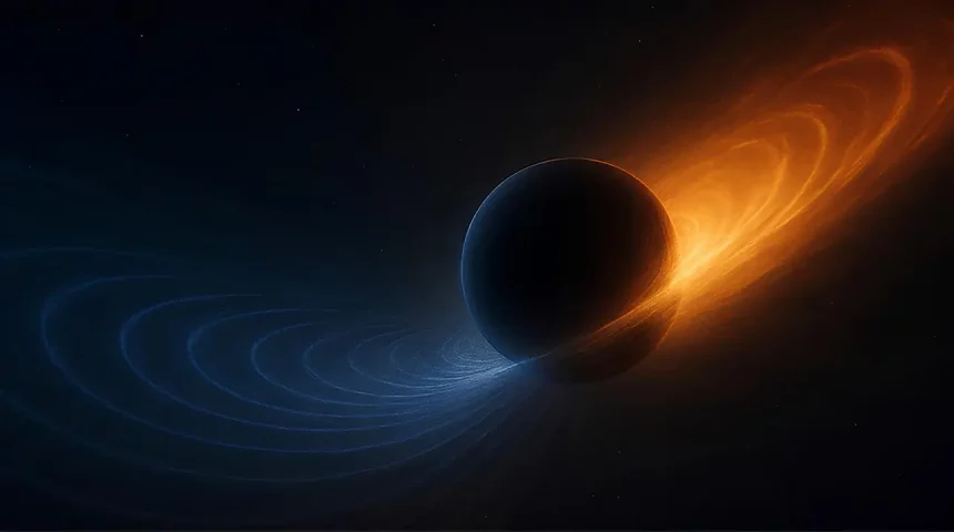 Ilustração Da Fusão De Dois Buracos Negros E Das Ondas Gravitacionais Geradas Pelo Evento. Crédito: Instituto Galego De Física De Altas Energias
