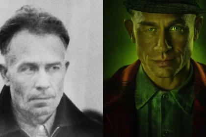 Foto Real De Ed Gein E Uma Do Ator Charlie Hunnam Na Série Da Netflix / Crédito: Wikimedia E Netflix