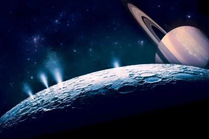 Representação Artística Da Lua Encélado, De Saturno, O Principal Alvo Da Busca Por Vida Extraterrestre No Sistema Solar. Crédito: Naeblys - Shutterstock