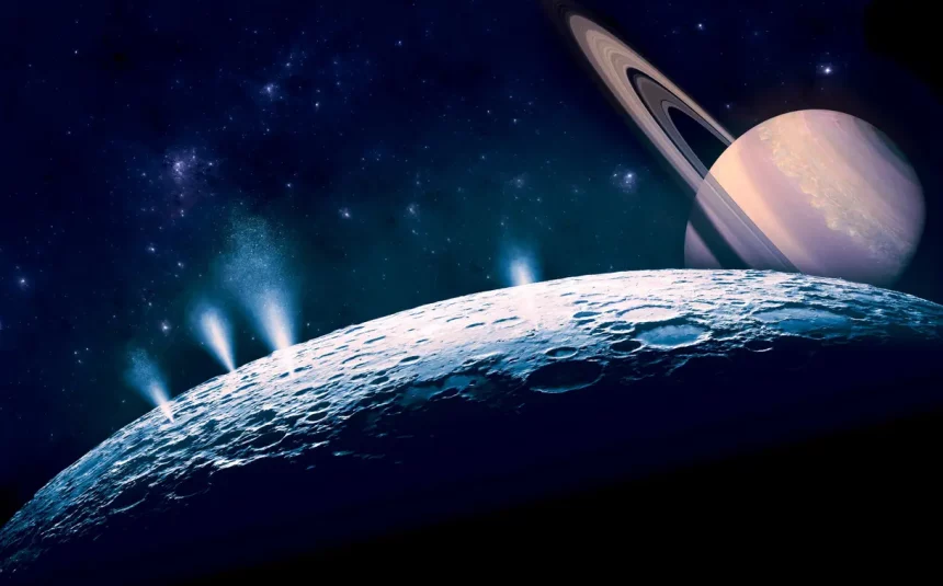 Representação Artística Da Lua Encélado, De Saturno, O Principal Alvo Da Busca Por Vida Extraterrestre No Sistema Solar. Crédito: Naeblys - Shutterstock