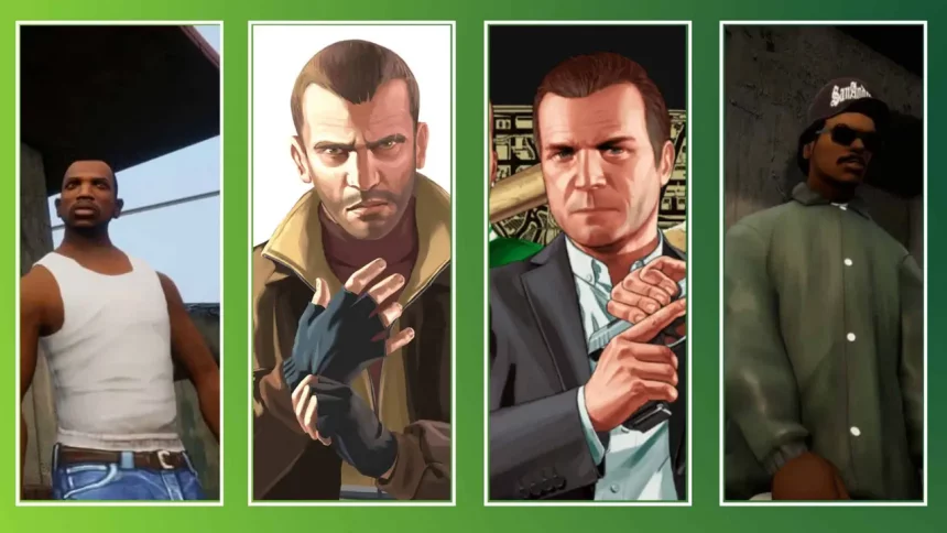 Montagem Com Alguns Dos Principais Personagens De Gta - Os Créditos Das Imagens Estão No Conteúdo A Seguir