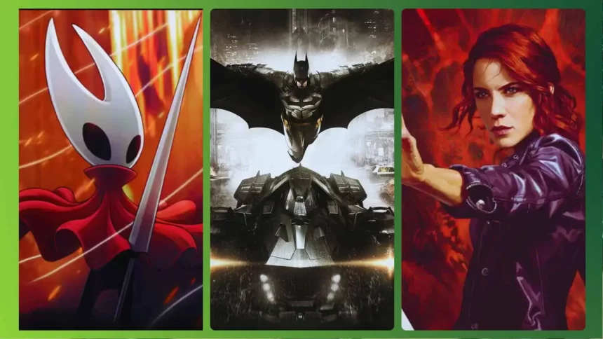 Jogos Baratos Na Steam: Hollow Knight Silksong, Batman: Arkham Knight E Control (Reprodução/Divulgação)