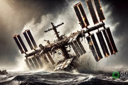 Representação Artística Elaborada Com Inteligência Artificial Mostra A Estação Espacial Internacional (Iss) Caindo No Oceano Pacífico. Crédito: Flavia Correia Via Dall-E/Olhar Digital