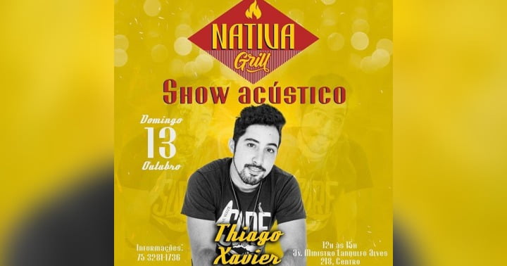 Nativa Grill: Música Ao Vivo Com Thiago Xavier Neste Domingo (13)